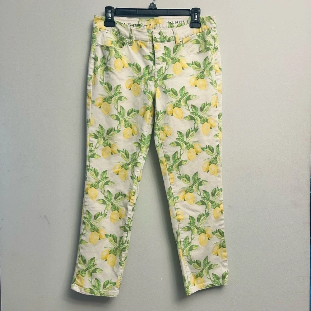 Talbots Signature Crop Size 4 Lemon Print